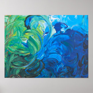 Wild Ocean Deep Blue Zee Abstract Poster