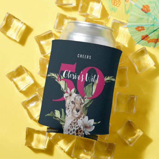 Wild Oerwoud Leopard Roze 50ste verjaardag Blikjeskoeler (Insitu Zomer)