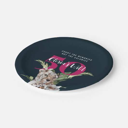 Wild Oerwoud Leopard Roze 50ste Verjaardag Grappig Papieren Bordje (Gekanteld)