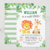 Wild Oerwoud Safari 1e Jongen Eerste Verjaardagsfe Kaart (Voorkant / Achterkant)