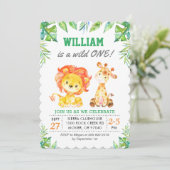 Wild Oerwoud Safari 1e Jongen Eerste Verjaardagsfe Kaart (Staand voorkant)