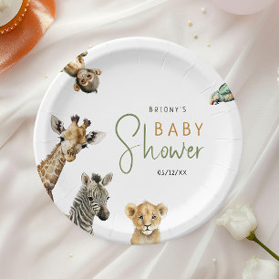 Wild Oerwoud Safari Dieren Baby shower Papieren Bordje