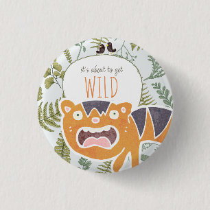 Wild Oerwoud Safari Dieren Botanisch Baby shower Ronde Button 3,2 Cm