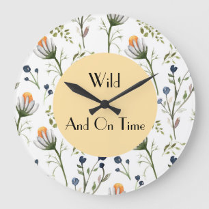 Wild & On Time – Waterverf Wilde Bloemen Wandklok Grote Klok