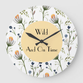 Wild & On Time – Waterverf Wilde Bloemen Wandklok Grote Klok