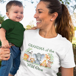 Wild One 1e verjaardag Safari Animals Grandma T-shirt