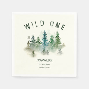 Wild One 1e Verjaardag Woodland Waterverf Servet