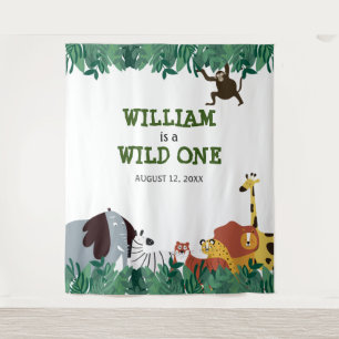 Wild One 1e verluisterdag feest Jungle foto achter Wandkleed