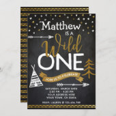 Wild One 1er Birthday Invitation Chalkboard (Devant / Derrière)