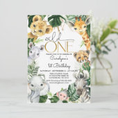 Wild One 1st Birthday Boy Uitnodiging (Staand voorkant)