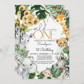 Wild One 1st Birthday Boy Uitnodiging (Voorkant / Achterkant)