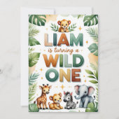 Wild One 1st Birthday Invitation Card - Liam (Devant)