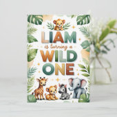 Wild One 1st Birthday Invitation Card - Liam (Debout devant)