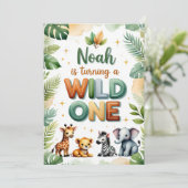 Wild One 1st Birthday Invitation Card - Noah (Debout devant)