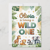 Wild One 1st Birthday Invitation Card - Olivia (Devant)
