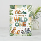 Wild One 1st Birthday Invitation Card - Olivia (Debout devant)