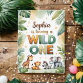 Wild One 1st Birthday Invitation Card - Sophia