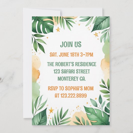 Wild One 1st Birthday Invitation Card - Sophia (Dos)