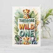 Wild One 1st Birthday Invitation Card - Theodore (Debout devant)