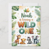 Wild One 1st Birthday Invitation Kaart - Noah (Voorkant)