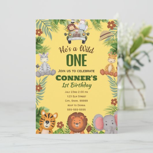Wild One 1st Birthday Invitation pour garçon (Debout devant)