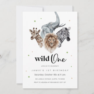 Wild One 1st Birthday Invitation, Safari Oerwoud i Kaart