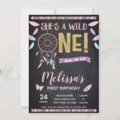 Wild One 1st Birthday Invitation, schoolbord Kaart (Voorkant)