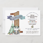 Wild One 1st Birthday Invitation Tribal Panda TeeP (Devant)