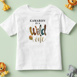 Wild One 1st Birthday Oerwoud Baby Gepersonaliseer Kinder Shirts