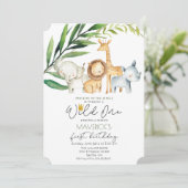 Wild One 1st Birthday Oerwoud Safari Uitnodiging (Staand voorkant)