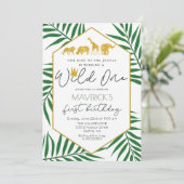 Wild One 1st Birthday Oerwoud Safari Uitnodiging (Staand voorkant)