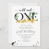Wild One 1st Birthday Oerwoud Safari Uitnodiging (Voorkant)