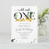 Wild One 1st Birthday Oerwoud Safari Uitnodiging (Staand voorkant)