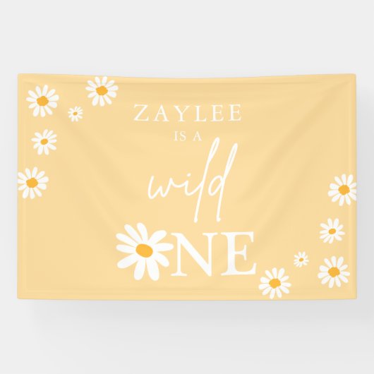 Wild One 1st Birthday Party Boho Daisy Welkom Spandoek (Horizontaal)