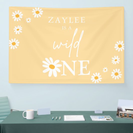 Wild One 1st Birthday Party Boho Daisy Welkom Spandoek (Beurs)
