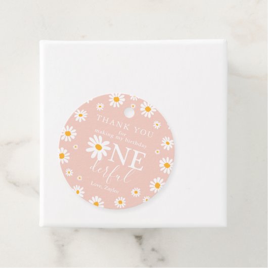 Wild One 1st Birthday Party Boho Retro Daisy Bedankjes Labels (In situ)