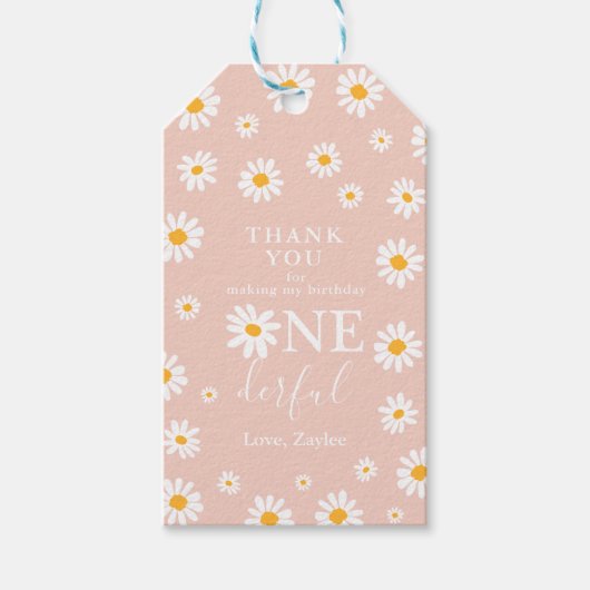 Wild One 1st Birthday Party Boho Retro Daisy Cadeaulabel (Voorkant)