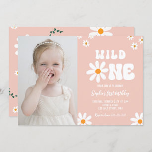 Wild One 1st Birthday Party Daisy Boho Foto Kaart