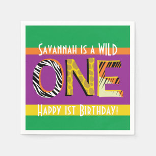 Wild One 1st Birthday Party Safari Kinderen Servet