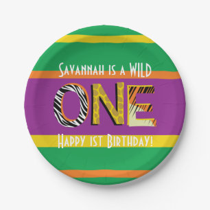 Wild One 1st Birthday Party Safari Papieren Bordje