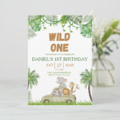 Wild One 1st Birthday Safari Jungle Invitation (Debout devant)