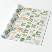 Wild One 1st Birthday Tropical Oerwoud Safari Cadeaupapier (Uitgerold)