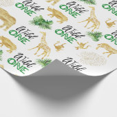 Wild One 1st Birthday Tropical Oerwoud Safari Cadeaupapier (Hoek)