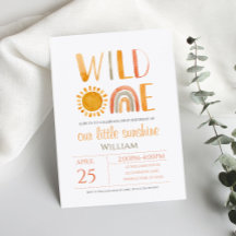 Wild One 1st Birthday Waterverf Rainbow en Sun