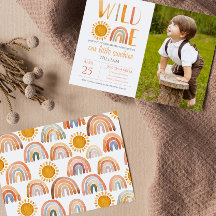 Wild One 1st Birthday Waterverf Rainbow en Sun