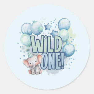 Wild One 1st Birthday Waterverf Ronde Sticker