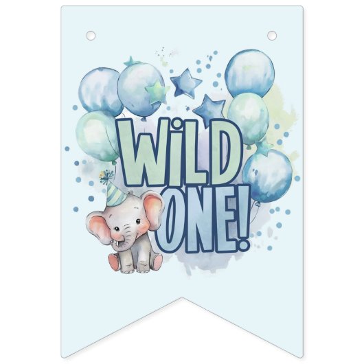 Wild One 1st Birthday Waterverf Vlaggetjes (Tweede vlag)