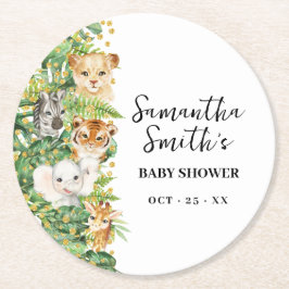 Wild One Animal Safari Baby shower Ronde Kartonnen Onderzetter