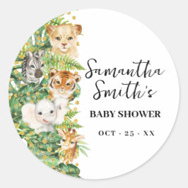 Wild One Animal Safari Baby shower Ronde Sticker