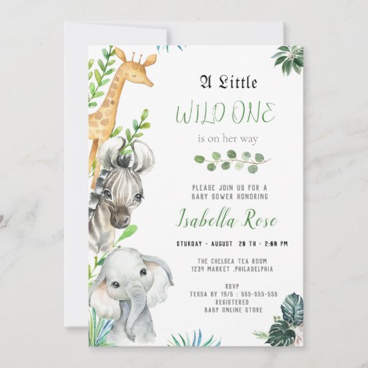 Wild One Animals Boy Baby shower Kaart (Voorkant)